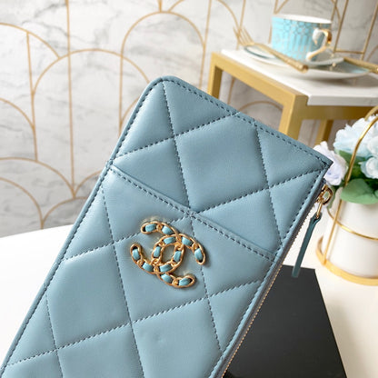 cc 19 Matelasse Phone and Card Case Light Blue Bag For Women 19cm/7.5in