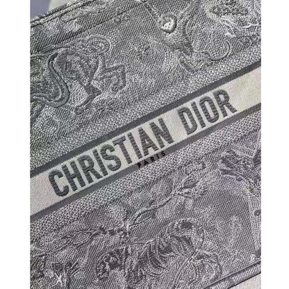 CD Unisex CD Large CD Book Tote Gray Toile De Jouy Embroidery