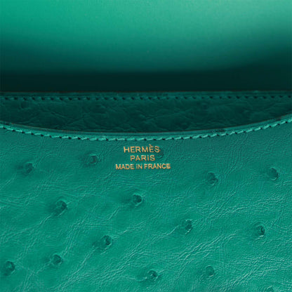 H Constance 18 Vert Verone Ostrich Gold Hardware