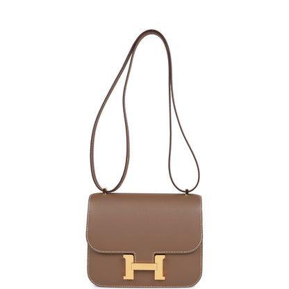 H Constance 18 Etoupe Epsom Gold Hardware