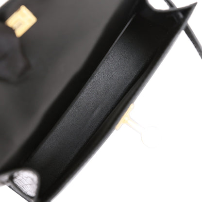 H Kelly Sellier 20 Black Shiny Alligator Gold Hardware