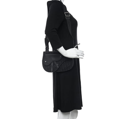 CHRISTIAN D Oblique Saddle Messenger Bag Blue Black