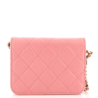 CC Classic Flap Card Holder on Chain Quilted Caviar Mini
