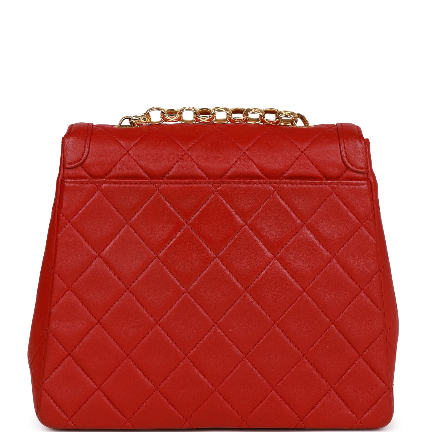 Vintage CC Trapeze Flap Bag Red Lambskin Gold Hardware