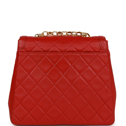 Vintage CC Trapeze Flap Bag Red Lambskin Gold Hardware