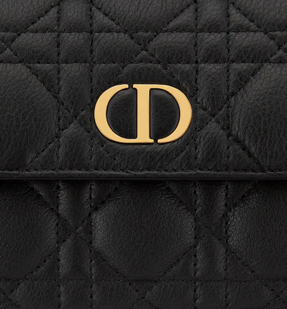 D CARO WALLET Black Supple Cannage Calfskin