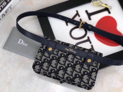 D Blue Oblique Saddle Belt Bag