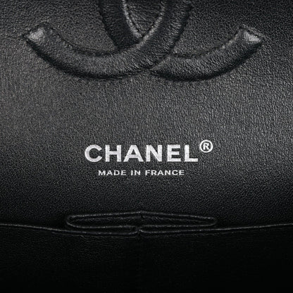 CC Medium Classic Double Flap Bag SO Black Crumpled Calfskin Black Hardware