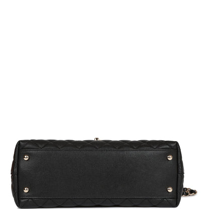 CC Small Coco Handle Flap Bag Black Caviar Light Gold Hardware