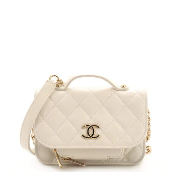 CC Business Affinity Flap Clutch with Chain Quilted Caviar