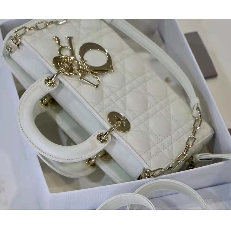 CD Women CD Lady D-Joy Bag Latte Cannage Lambskin