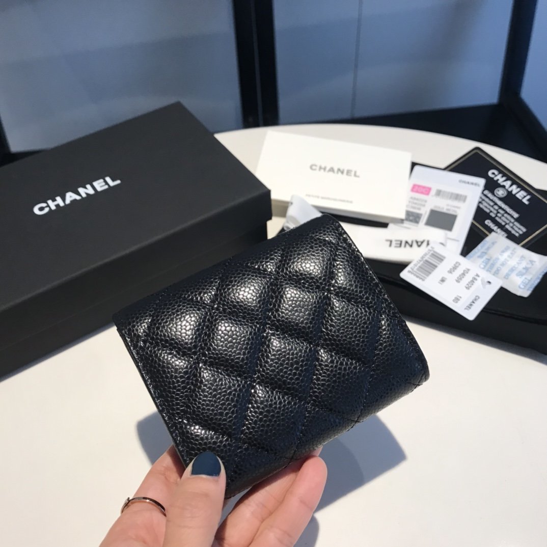 cc CO-CO Classic Card Holder10.5cm/4.1in Silver Hardware For Women Black