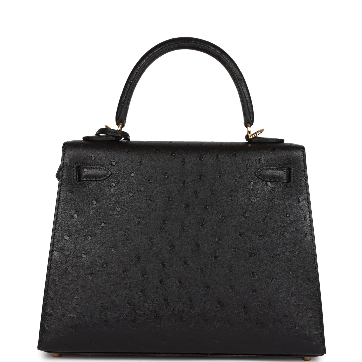 H Kelly Sellier 25 Black Ostrich Gold Hardware