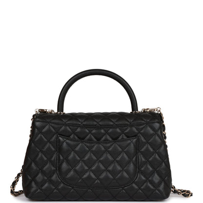 CC Small Coco Handle Flap Bag Black Caviar Light Gold Hardware