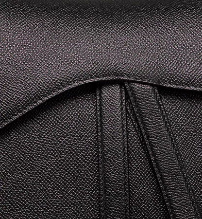 CHRISTIAN D Grained Calfskin Saddle Bag Black