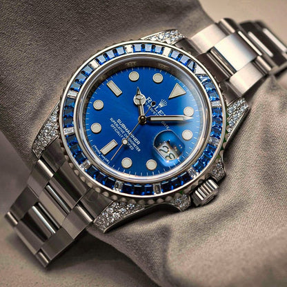 Rlx Submariner Date 116659 SABR 18K White Gold Diamonds Sapphires UNWORN
