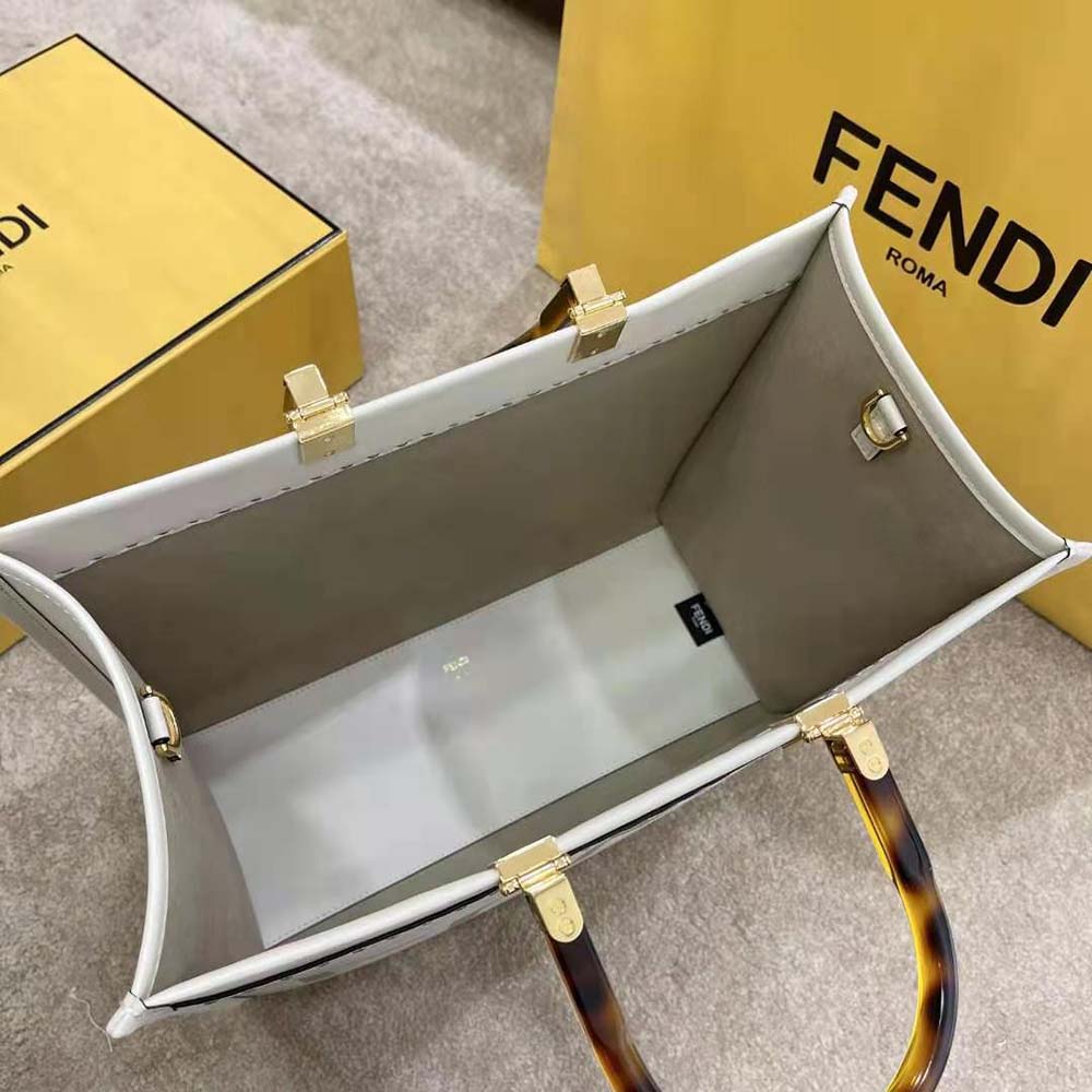 Fd Women Sunshine Medium Leather Shopper-White