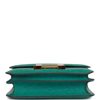H Constance 18 Vert Verone Ostrich Gold Hardware