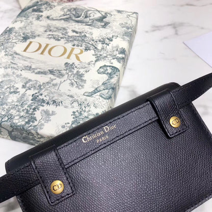 D Black Calfskin Saddle Belt Bag