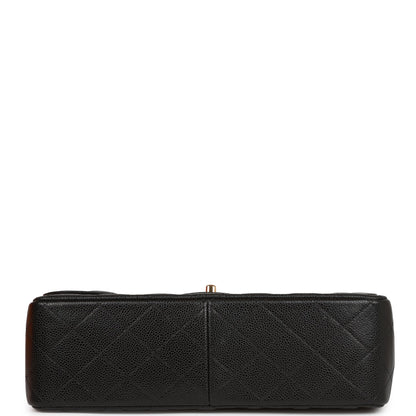 CC Jumbo Classic Double Flap Bag Black Caviar Gold Hardware