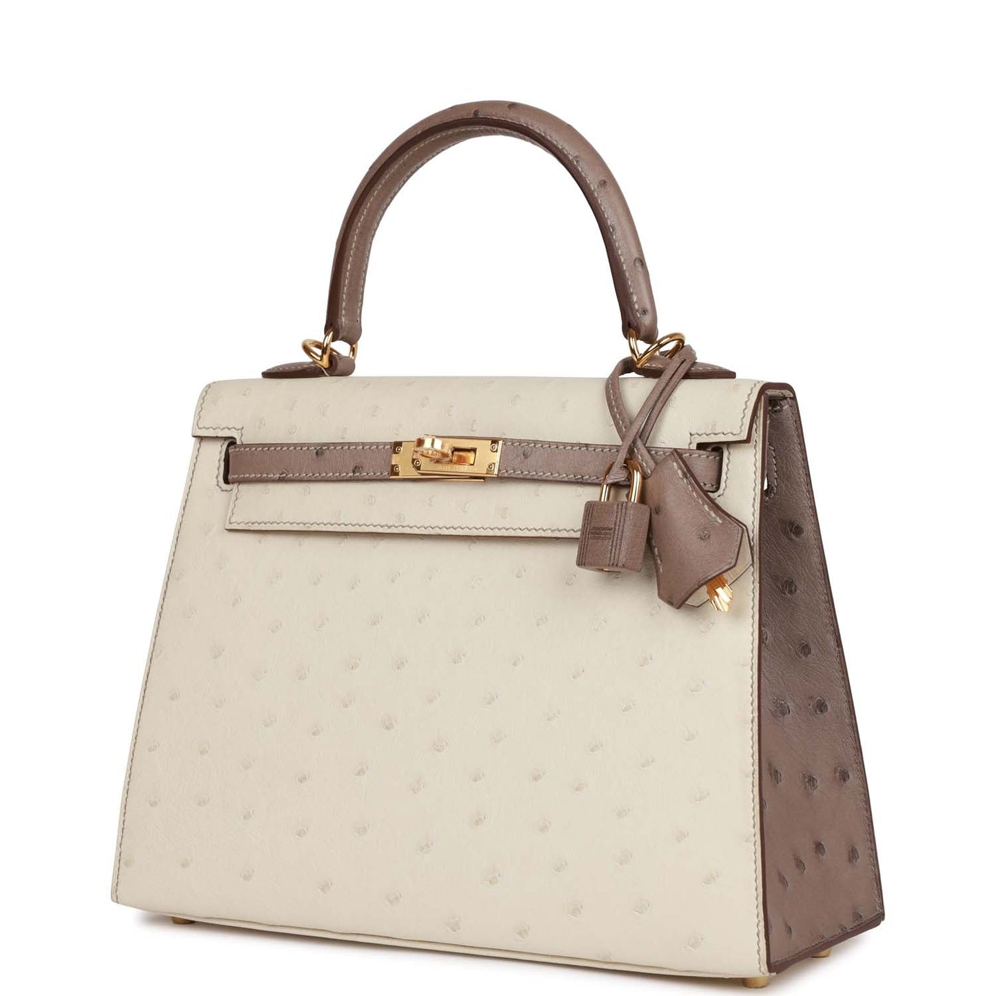 H Special Order (HSS) Kelly Sellier 25 Beton and Gris Asphalte Ostrich Gold Hardware