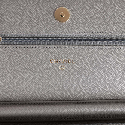 CC Wallet on Chain WOC Grey Caviar Light Gold Hardware