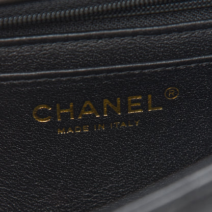 CC Lambskin Quilted Mini Top Handle Rectangular Flap in Black