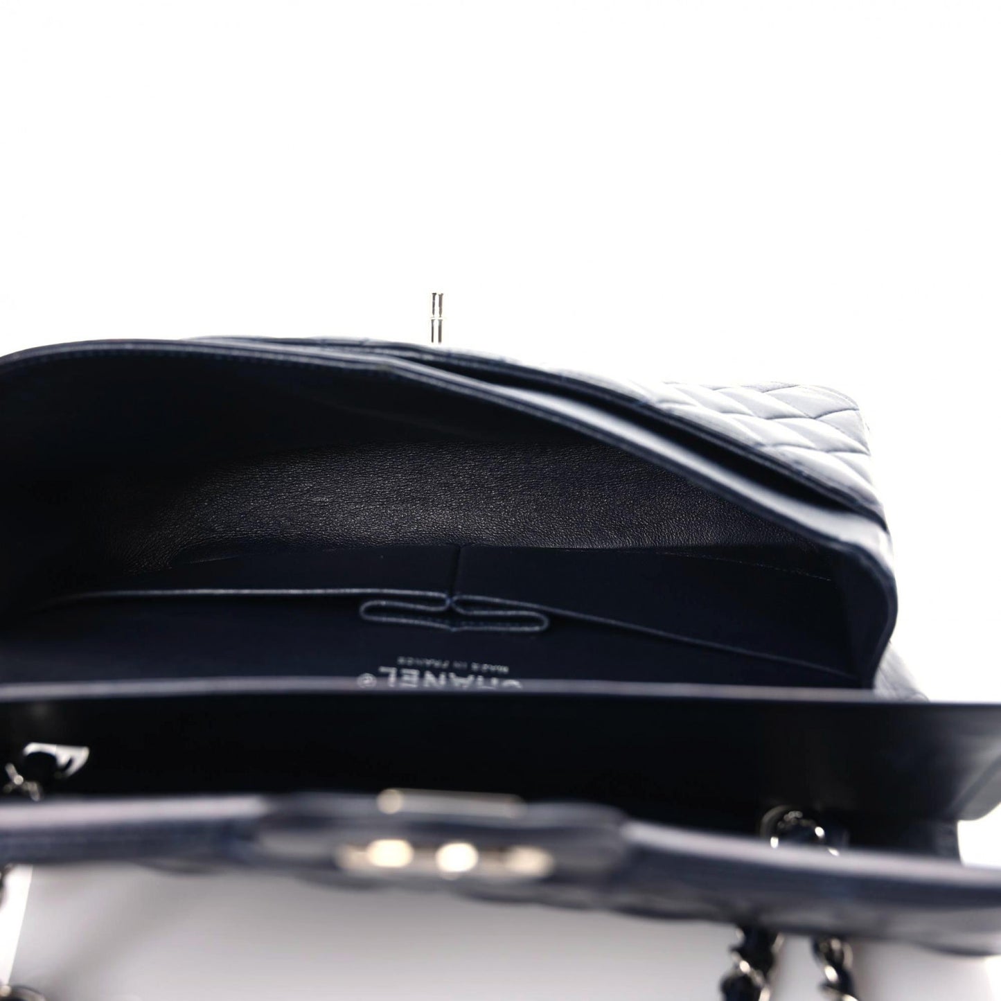 CC CN34 Lambskin Quilted Medium Double Flap in Navy