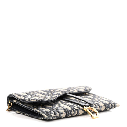 CHRISTIAN D Oblique Saddle Chain Long Wallet Blue