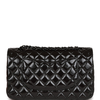 CC Medium Classic Double Flap Bag SO Black Crumpled Calfskin Black Hardware