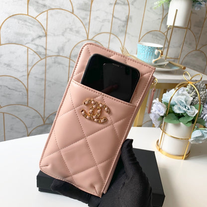 cc 19 Matelasse Phone and Card Case Pink Bag For Women 19cm/7.5in