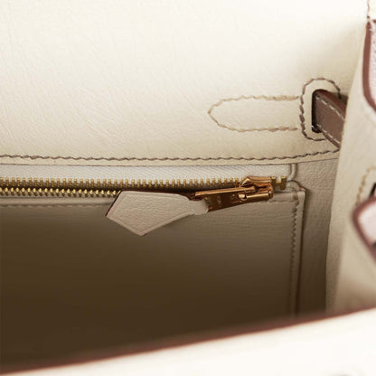 H Special Order (HSS) Kelly Sellier 25 Beton and Gris Asphalte Ostrich Gold Hardware
