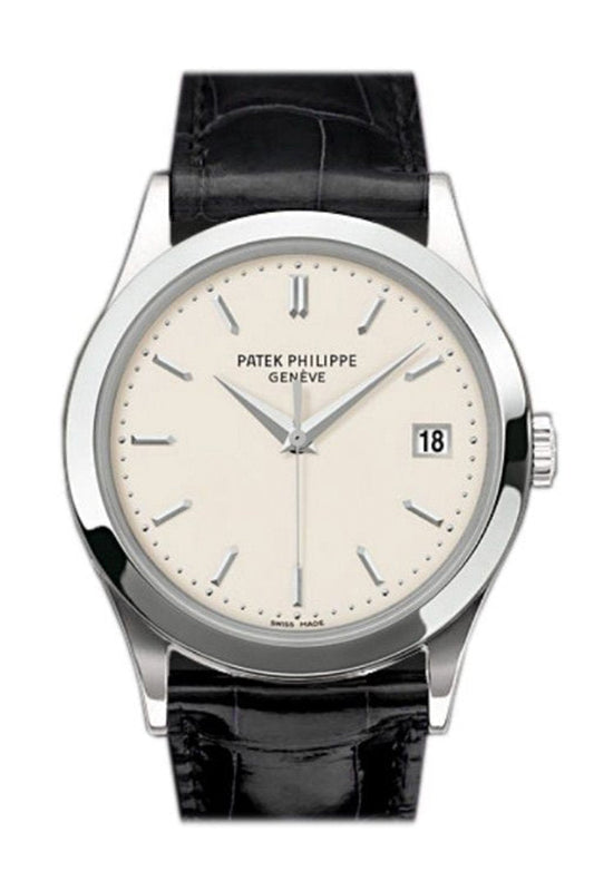 PP Calatrava Opaline White Dial 18kt White Gold Men's Watch 5296G-010
