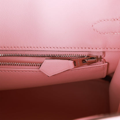 H Birkin 25 Rose Sakura Swift Palladium Hardware