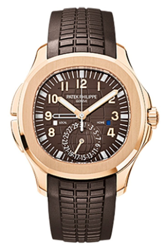 PP Aquanaut Brown Embossed Arabic Dial Rose Gold Composite Men's Watch 5164R-001