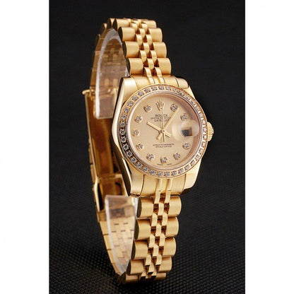 Swiss Rw Lady-Datejust Champagne Dial Diamond Bezel Gold Jubilee Bracelet 1454096