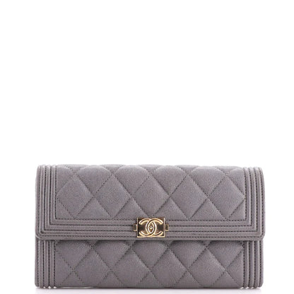 CC Boy Flap Wallet Quilted Leather Long