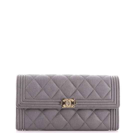 CC Boy Flap Wallet Quilted Leather Long
