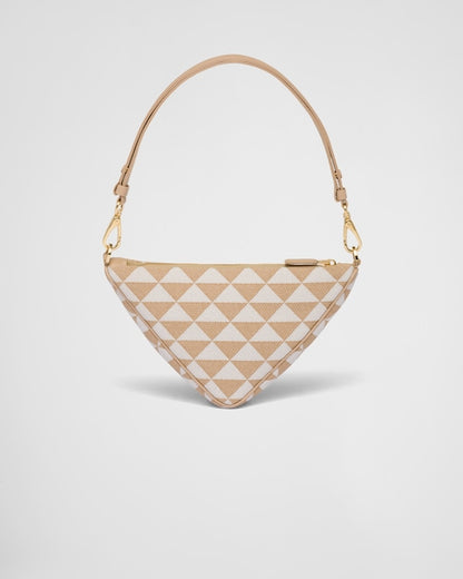 Embroidered fabric mini-bag - Beige/Chalk White
