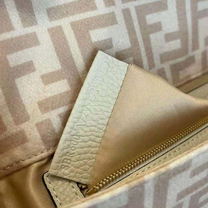 Fd Women Medium Baguette 1997 Beige FF Wool Bag