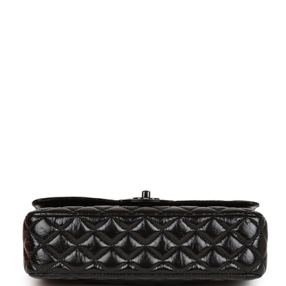 CC Medium Classic Double Flap Bag SO Black Crumpled Calfskin Black Hardware