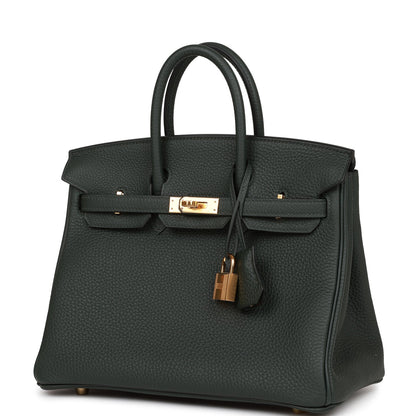 H Birkin 25 Vert Fonce Togo Gold Hardware