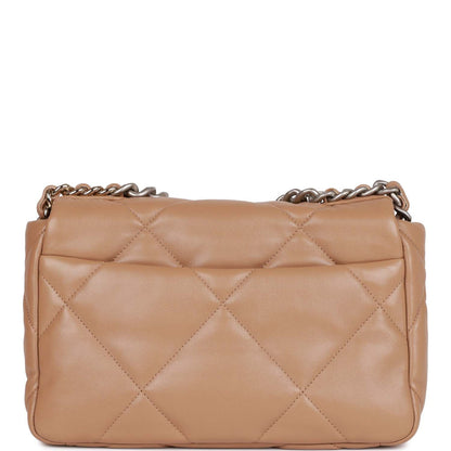 CC Medium 19 Flap Bag Beige Calfskin Mixed Hardware