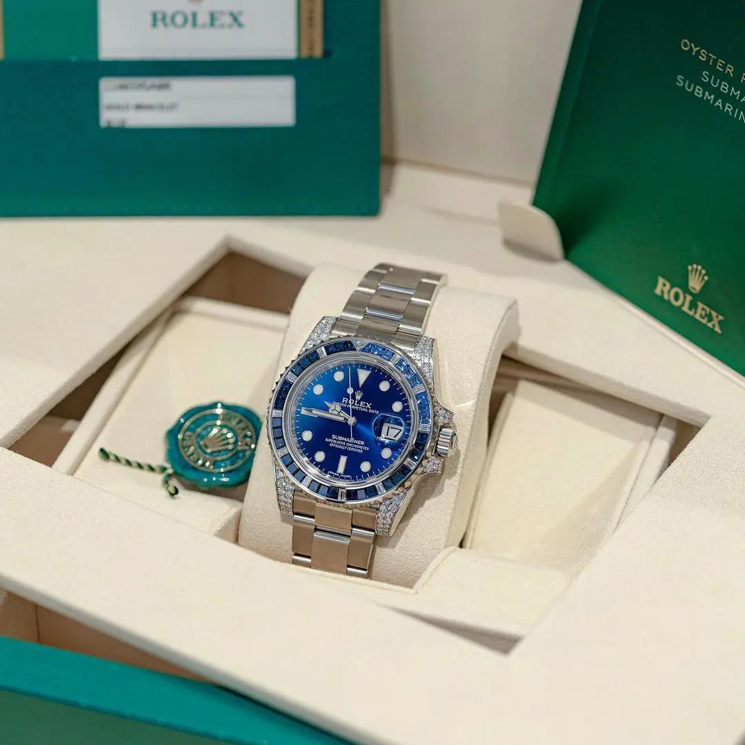Rlx Submariner Date 116659 SABR 18K White Gold Diamonds Sapphires UNWORN