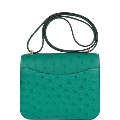 H Constance 18 Vert Verone Ostrich Gold Hardware