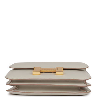 H Constance 18 Gris Perle Swift Gold Hardware