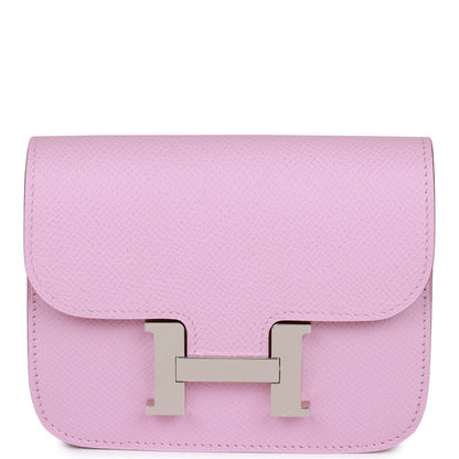 H Constance Slim Wallet Mauve Syestre Epsom Palladium Hardware