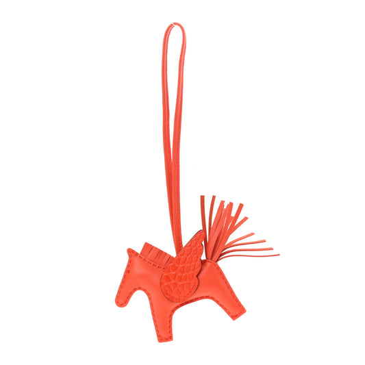 H Milo Lambskin Matte Alligator Touch Grigri Rodeo Pegase Horse Bag Charm PM Orange Poppy Capucine