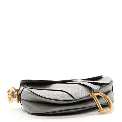 CHRISTIAN D Grained Calfskin Saddle Bag Grey