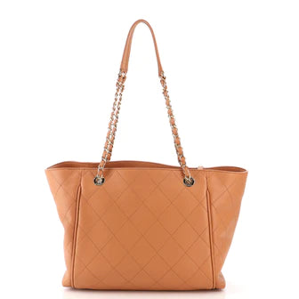 CC Open Shopping Tote Stitched Leather Large